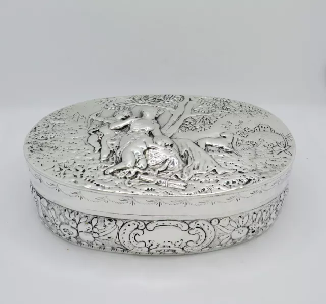 Antica scatola argento sterling massiccio importazione vittoriana marchi distintivi inglesi e olandesi
