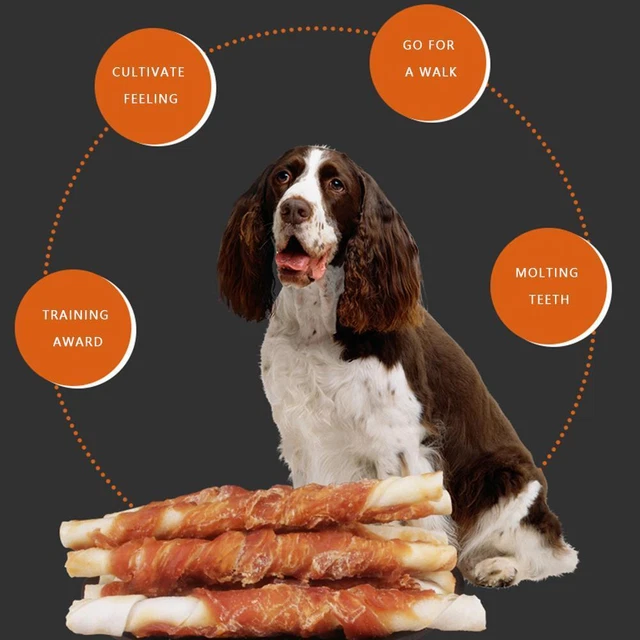 110g Chicken Wrapped Jerky Beef Twists Chews Snacks I1G8 Hot！！！ Rawhide Pet Y4L6
