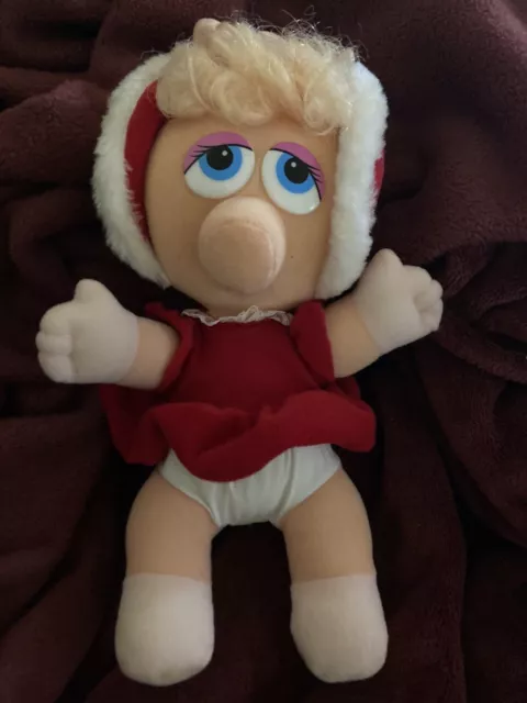 Vintage 1987 Muppet Baby Miss Piggy Plush 10" Stuffed Animal Jim Henson