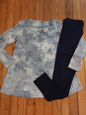 NWT Justice Girls Outfit Flowy Top/Navy Leggings Size 10