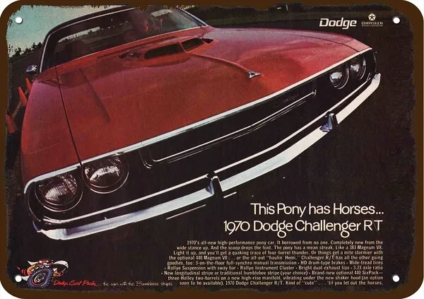 1970 DODGE CHALLENGER R/T Car Vintage-Look-Edge DECORATIVE REPLICA METAL SIGN