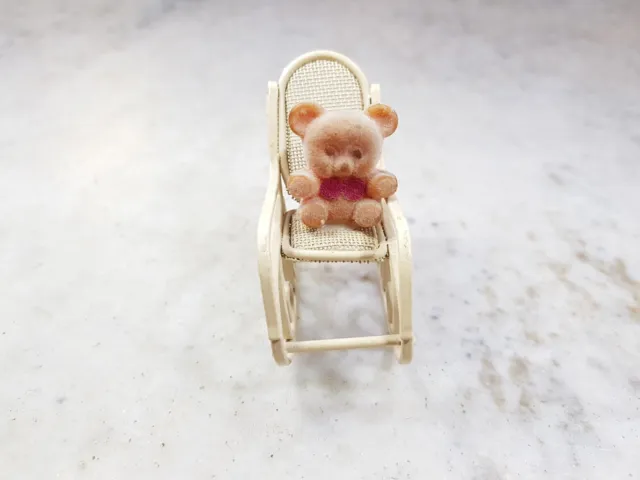 1950 Vintage Old Miniature Doll House Teddy Bear Sitting On Rocking Chair Toy203