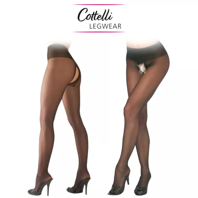 Cottelli Collection Legwear Sexy Suspender Tights Clotchless Collant Ouvert