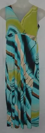Colorful Sz Large Sleeveless Stretchy Empire Waist Maxi Dress NY COLLECTION