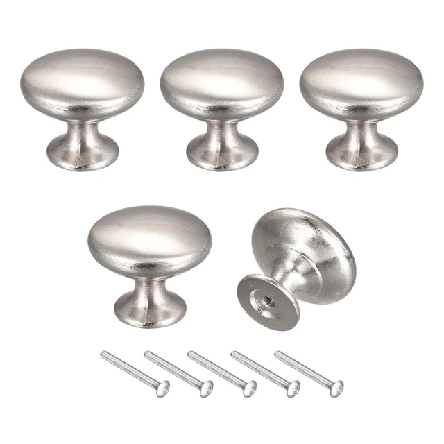 Drawer Knobs, 5pcs 30mm(1.18") Round Pull Handles Zinc Alloy Brushed Silver
