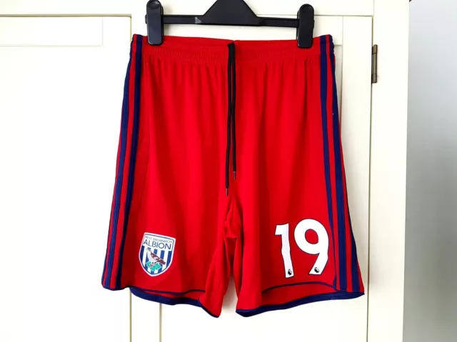 West Bromwich Albion Away Shorts 2017 Medium. Adidas No 19 Red Adults M WBA Brom