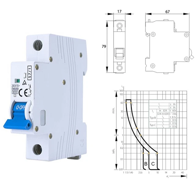 Interruttore automatico miniatura con configurazione a 1 polo per solare fotovoltaico da 6A a 63A