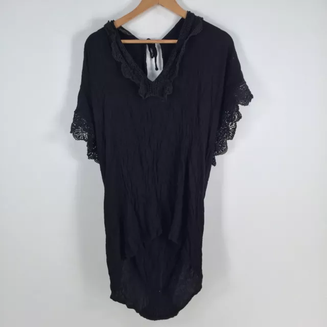 Topshop womens tunic blouse top size M black short sleeve V-neck maternity024000