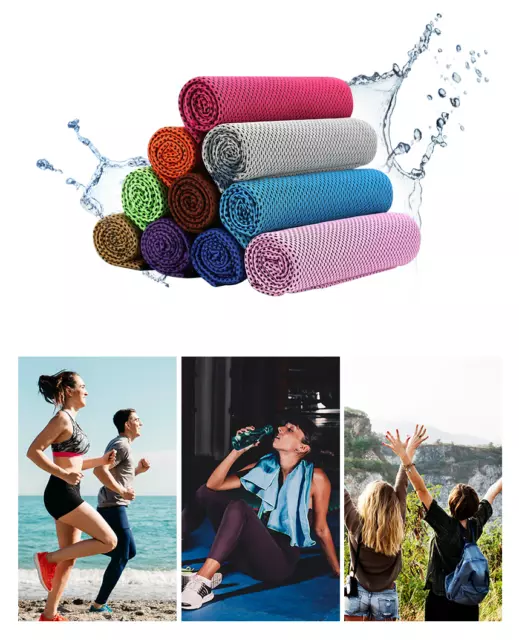 2x Instant Cooling Towel ICE Cold Double Layers Golf Cycling Gym Sport Outdoor