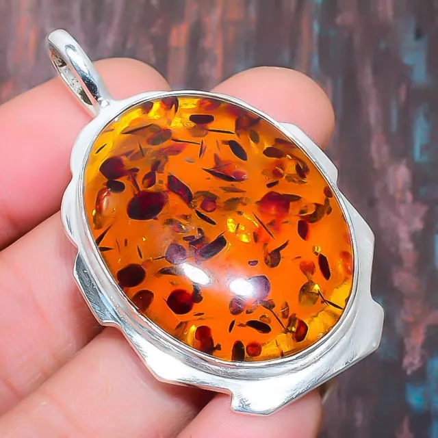 Baltic Amber Gemstone Handmade Gift Jewelry Pendant 2.05" s854