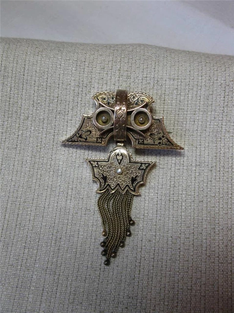 Pendentif Victorien En Or 18k Avec Pierre Violette Et Perle - Circa 1850 - Collier Mi-long - Occasion