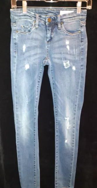 BLANKNYC Womens Skinny Classique Jeans Size 25 Destroyed Med Wash Stretch Denim