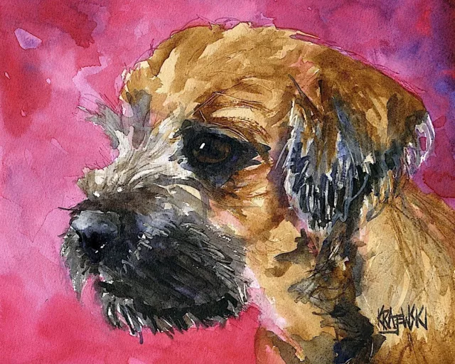 Border Terrier Dog 11x14 signed art PRINT RJK painting   