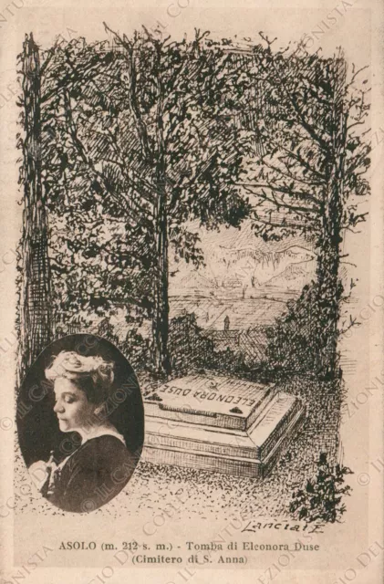 1926 ASOLO Tomba di Eleonora Duse Cimitero S. Anna Treviso Cartolina