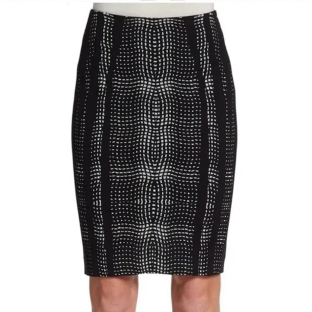 DIANE VON FURSTENBERG Panel Marta Pencil Skirt Black White $275 Size 10