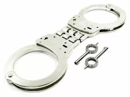 NEW! Smith & Wesson Model 300 Police Hinged Handcuffs Nickel Double Lock 350096