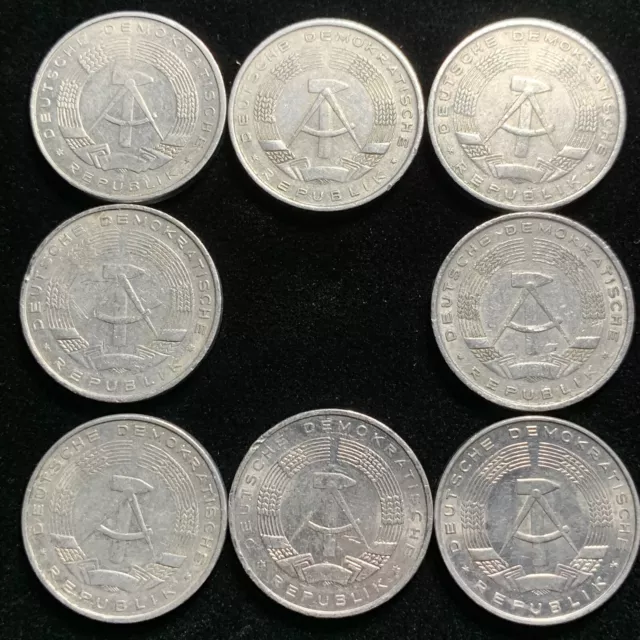 DDR Post Third Reich Communist Germany 10 Pfennig Aluminum Coin 8 Coin Lot