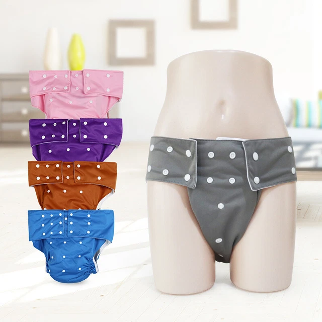 Adult Cloth Diaper Nappy Reusable Washable Incontinence Diaper snap button TyK1C