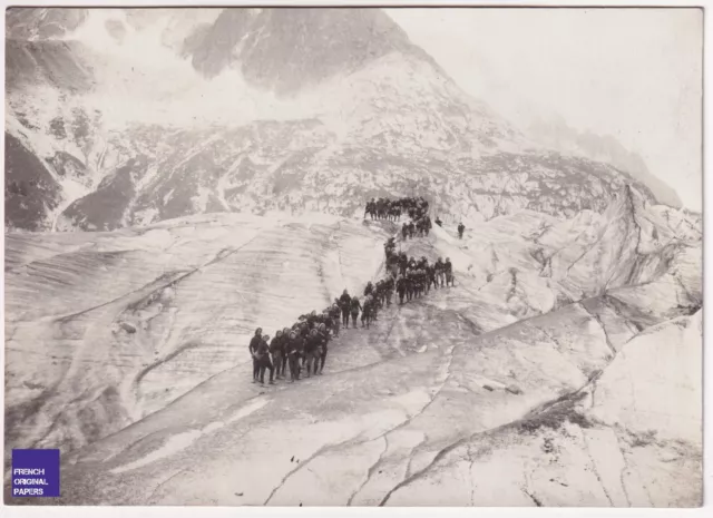 Colonie sur la Mer de Glace PHOTO 16x12CM 1908 Chamonix Mont-Blanc Alpes Glacier