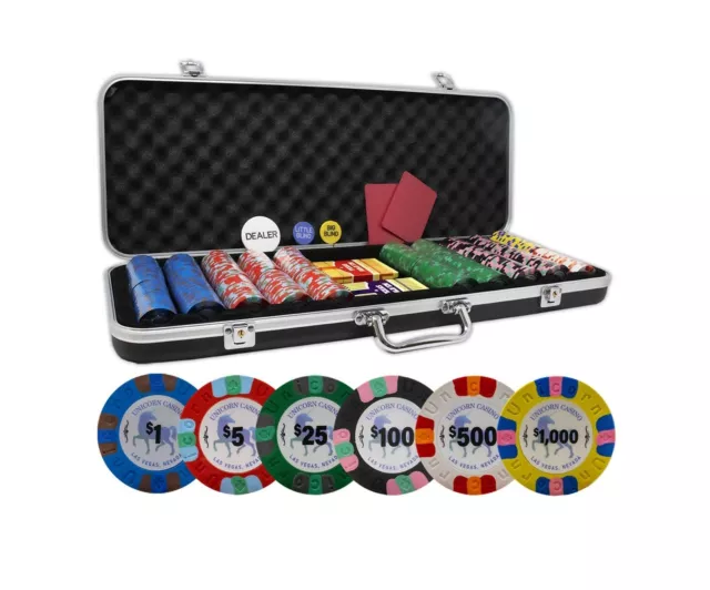 DA VINCI Unicorn All Clay Poker Chip Set with 500 Authentic Casino Weighted 9...