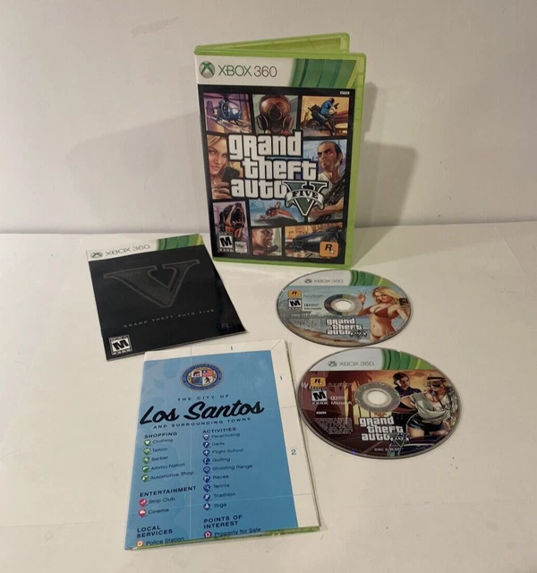 GRAND THEFT AUTO V GTA 5 Microsoft Xbox 360, Complete W/ Manual & Map
