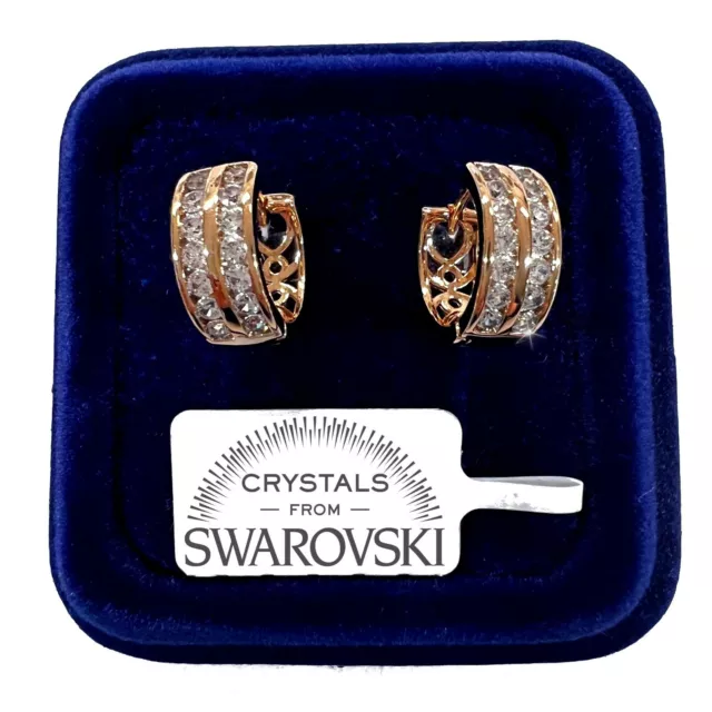 Cercles Boucles 16mm Pl. or Jaune 18K Avec Cristaux de Swarovski Homme Femme