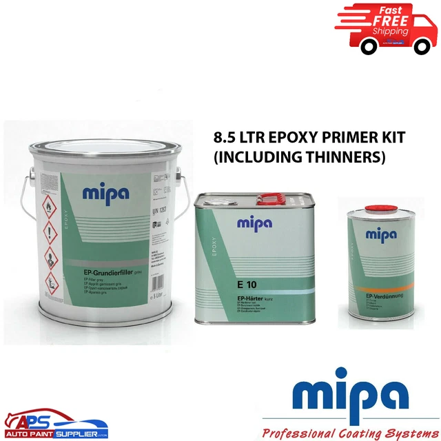 MIPA EP GRUNDIER filler EPOXY PRIMER 2k 5L HARDENER E10 & THINNER 8.5L