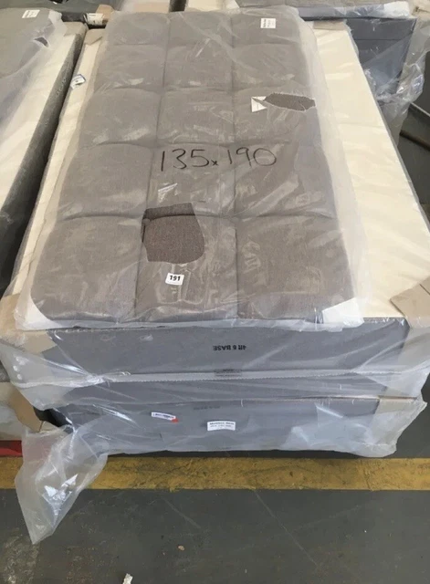 Luxury Grey Fabric Divan Bed Set With Mattress & Headboard 4Ft6 Double