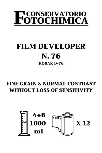 N.76 (Kodak D76) - 5 L - FILM DEVELOPER