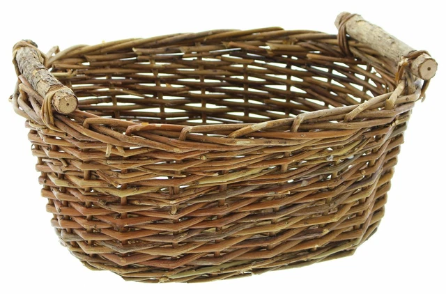 Spar-Set 2x Füllkorb " Manico IN Legno ",Grande Cesto Intessuto Natura Bottiglie