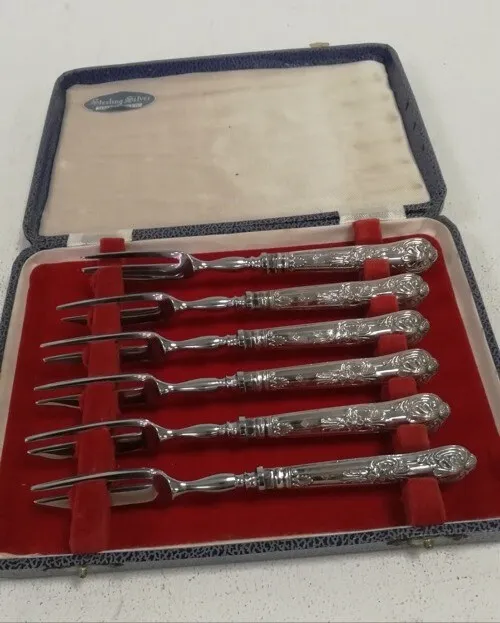 Set Of 6 Solid Silver Handled Hallmarked Forks Sheffield 1974 Harrison Bros