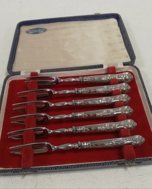 Set Of 6 Solid Silver Handled Hallmarked Forks Sheffield 1974 Harrison Bros