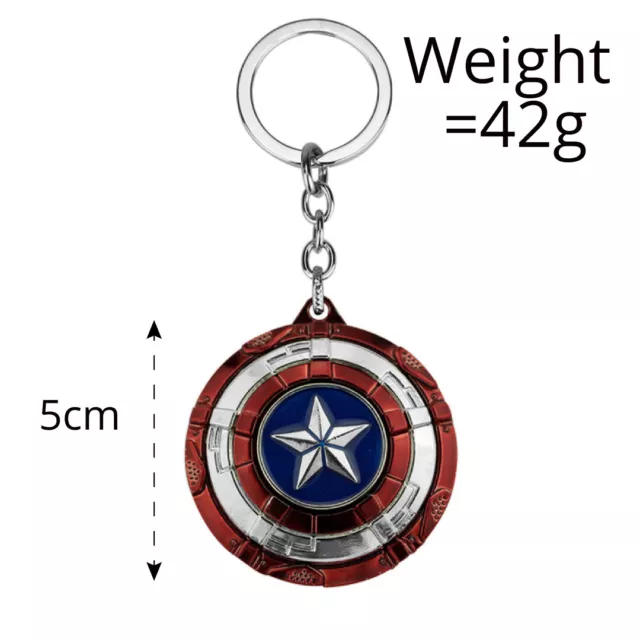 Marvel Avengers Captain America Spinning Shield Metal Pewter Keychain / Keyring 3