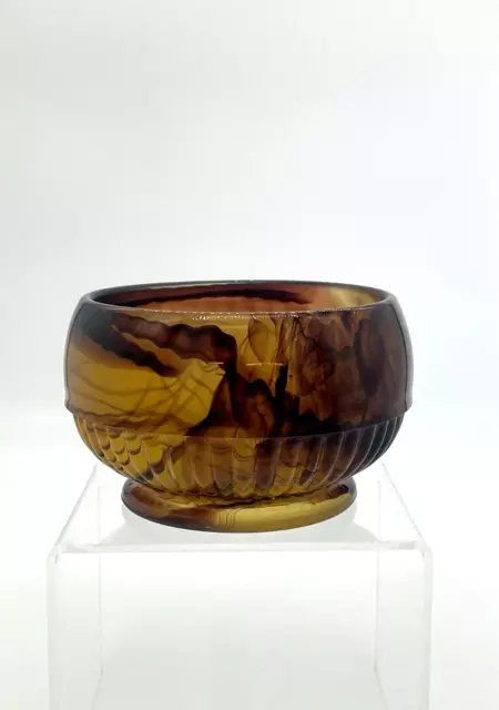 Art Deco Vintage Davidson Smokey Amber Glass Bowl c1930s