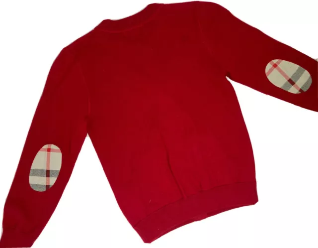 Burberry Children Military Red Zip Sweater With Embroidered Logo Size 8Y 2