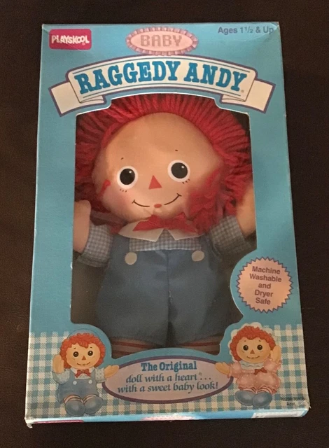 Vintage 1989 Playskool Baby Raggedy Andy Plush Doll in box