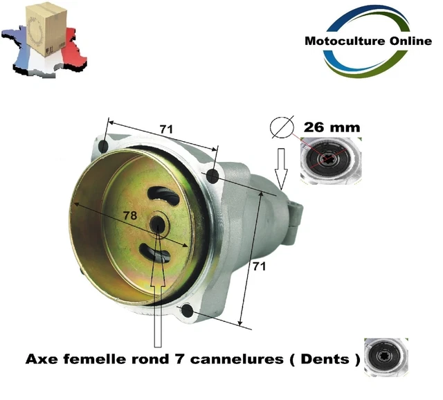 Axe transmission 7 Dents pour débroussailleuse ou multifonctions
