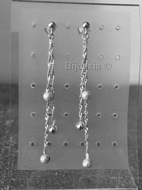 Pendientes Bolas Y Collares de Plata Maciza 925/1000 Joyas Mujer