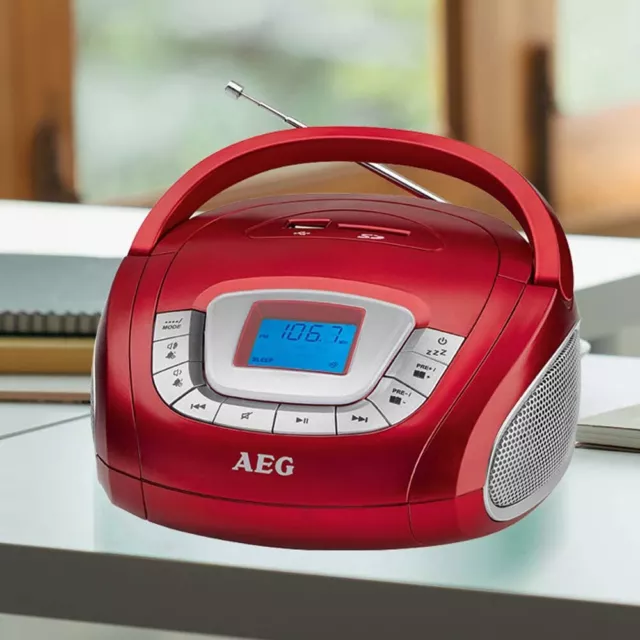 Boombox Musikanlage Stereoanlage USB SD MP3 Radio Uhr Wecker Kompaktanlage rot