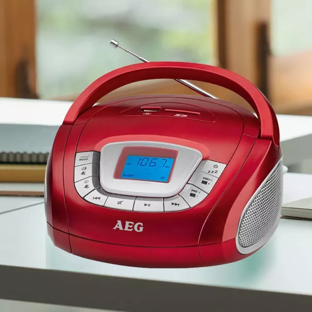 Boombox Stéréo USB SD MP3 Radio-Réveil Système Compact Rouge