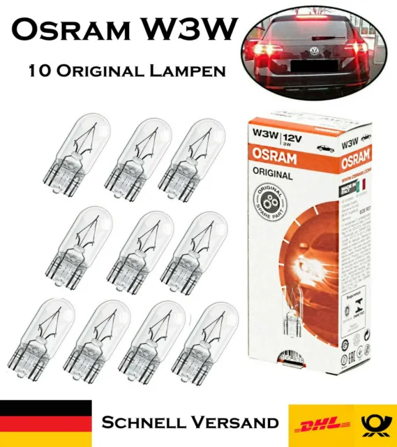 10x Osram W3W 12V 2821 Original Glassockel Bremslicht Parklicht Ersatz Birne