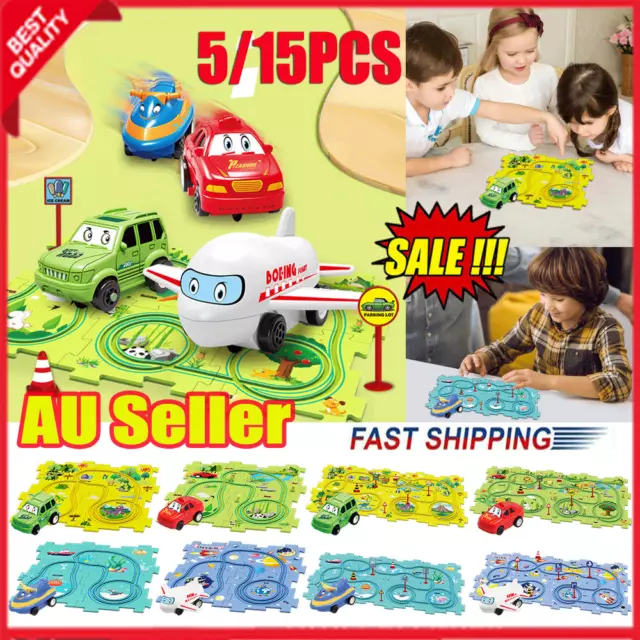DIY Assembling Electric Trolley Children's Educational Puzzle Track Car Play Set