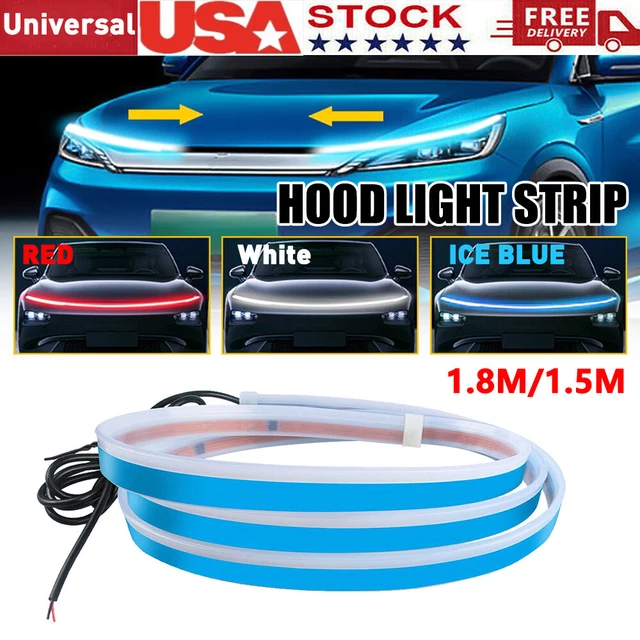 Flowing Car LED DRL Hood Light Strip Engine Cover Drl 1.5m 1.8m Blue White Red