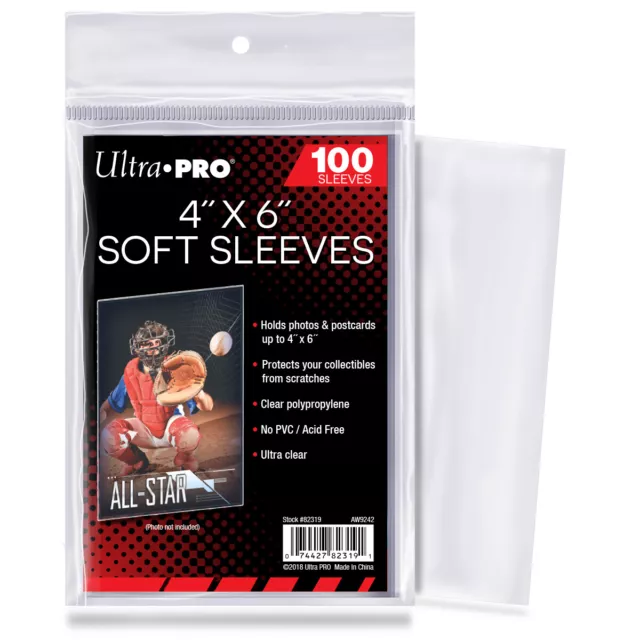 Ultra Pro 4x6 Soft Sleeves Pack Of 100 4 x 6 Great for photos!