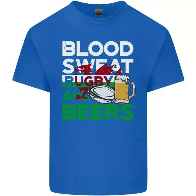 T-shirt top Blood Sweat Rugby and Beers Galles divertente da uomo cotone 3
