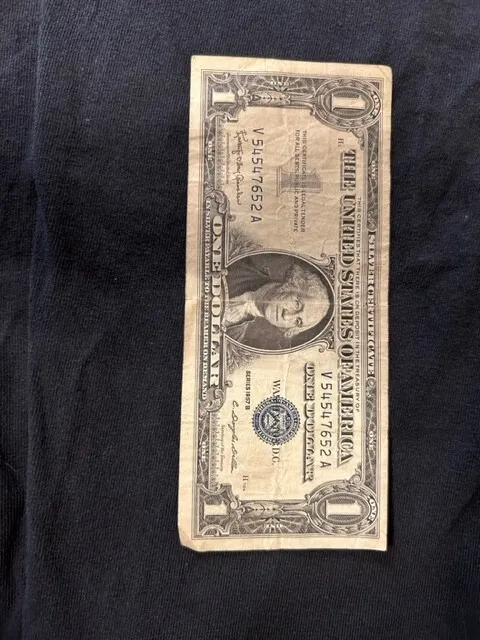 One Dollar Bill Silver Certificate Blue Seal Series 1957B