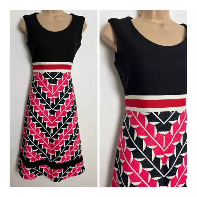 Vintage 60s ULI RICHTER SPECIAL Black Pink & White Abstract Print Mod Dress 6-8