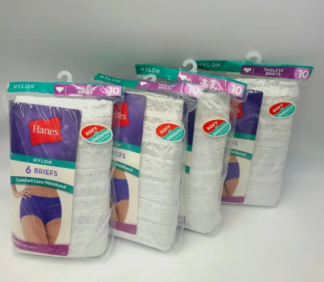 HANES NYLON BRIEFS Panties 24-Pair Underwear White Colors Women's Size 10  $49.99 - PicClick