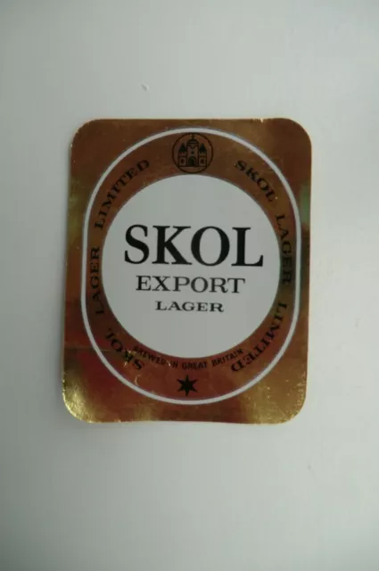Mint Skol Export Lager Brewed In Great Britain Brewery Beer Bottle Label