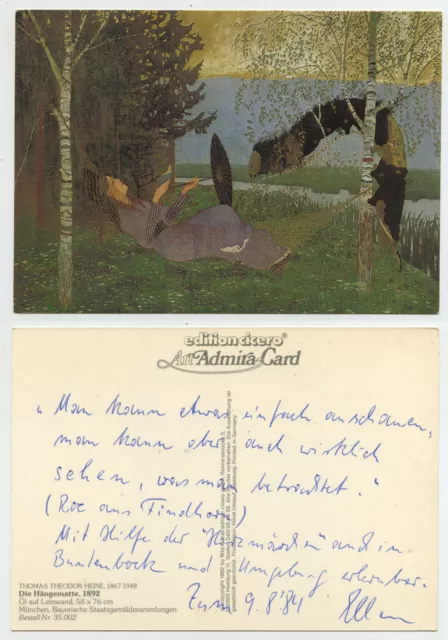 48937 - Thomas Theodor Heine: Die Hängematte, 1892 - alte Ansichtskarte
